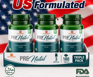 Prenatal Triple Pack US-formulated pregnancy supplement Pakistan - 3 bottles 180 tablets